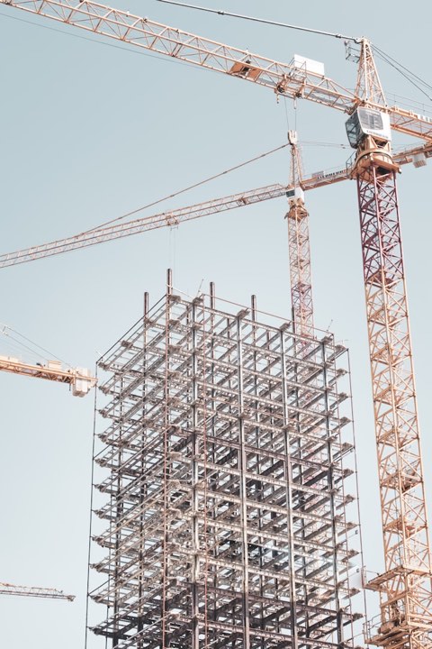 Building under construction, seen from below